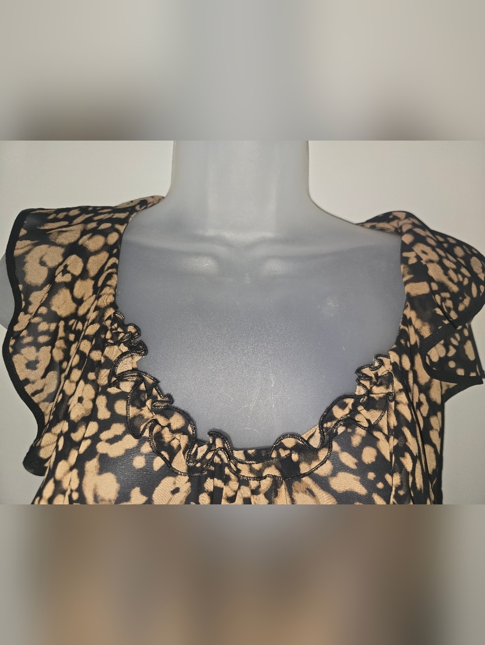 Express Womens Top Medium Black Brown Sleeveless Scoop Neck Career Blouse Size S - Picture 4 of 9